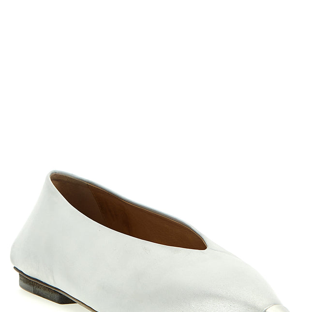 Marsell Silver Calfskin Ballet Flats