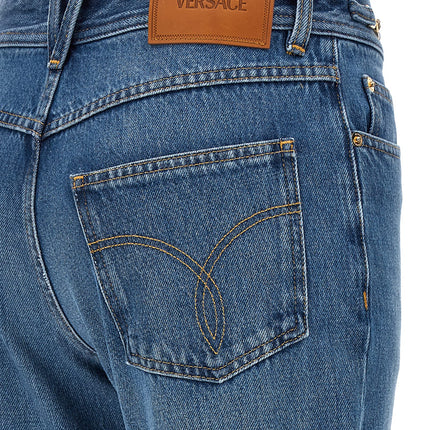 Versace Blue Cotton Flared Jeans