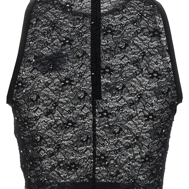 Alessandra Rich Black Polyamide Sleeveles T-Shirt