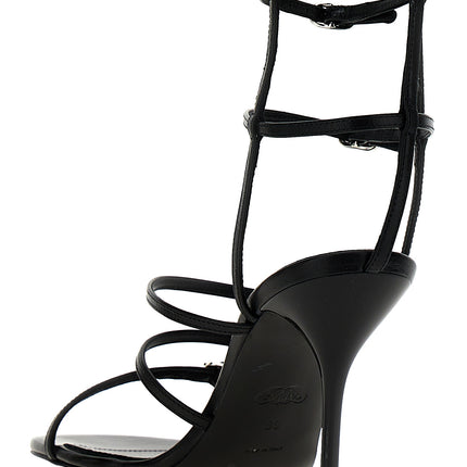 Alexander McQueen Black Lambskin Stiletto Heel Sandals