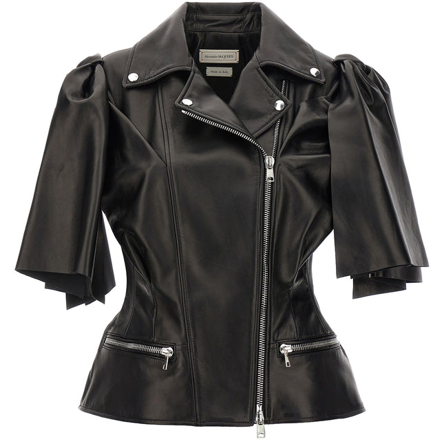 Alexander McQueen Black Lamb Leather Sleeveless Jacket