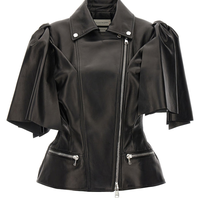 Alexander McQueen Black Lamb Leather Sleeveless Jacket
