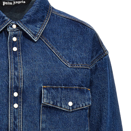 Palm Angels Blue Polyester Denim Jacket