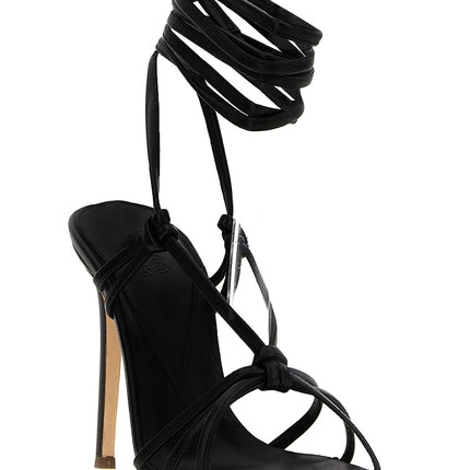 NICOLO' BERETTA Black Lamb Leather Stiletto Heel Sandals