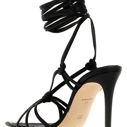NICOLO' BERETTA Black Lamb Leather Stiletto Heel Sandals