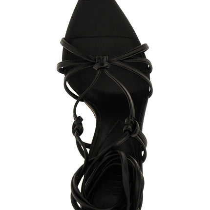NICOLO' BERETTA Black Lamb Leather Stiletto Heel Sandals