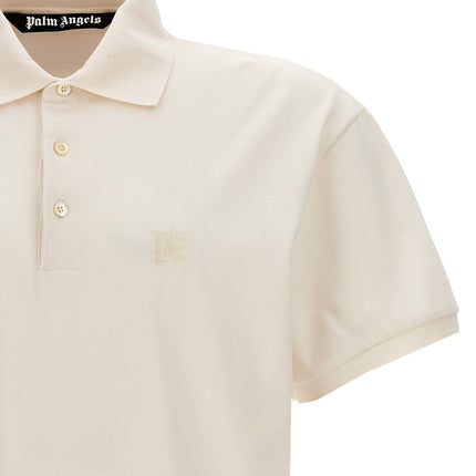 Palm Angels White Polyester Polo Shirt