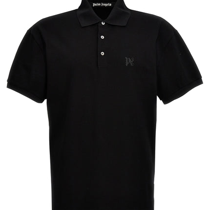 Palm Angels Black Polyester Polo Shirt