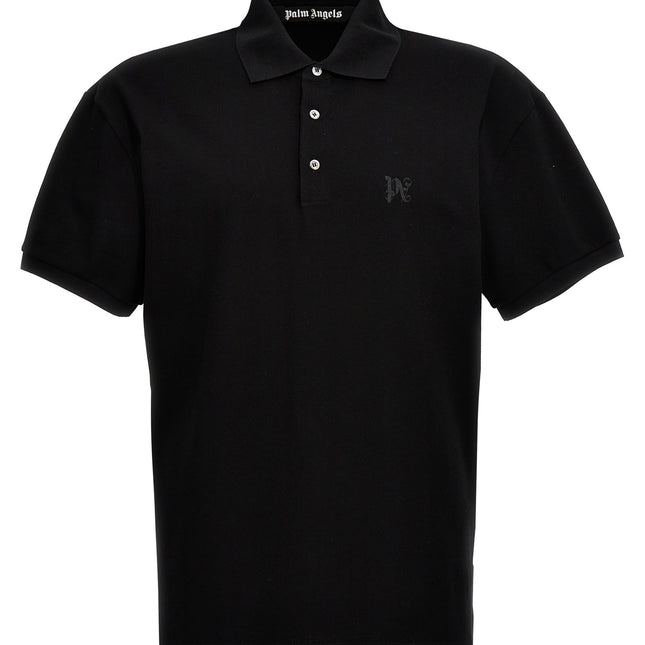Palm Angels Black Polyester Polo Shirt