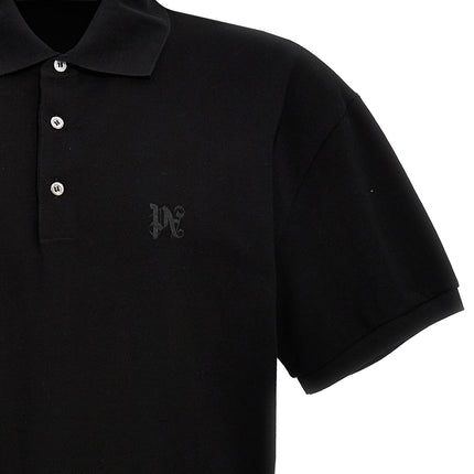Palm Angels Black Polyester Polo Shirt
