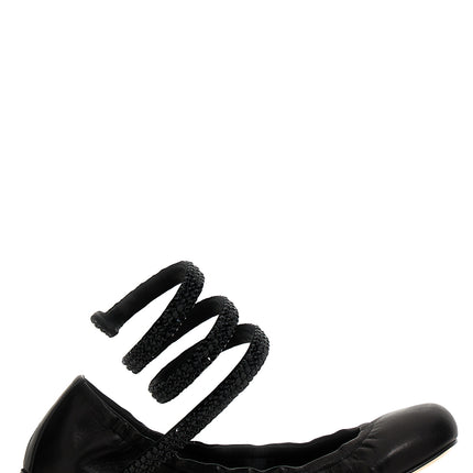 RENE CAOVILLA Black Lamb Leather Ballet Flats