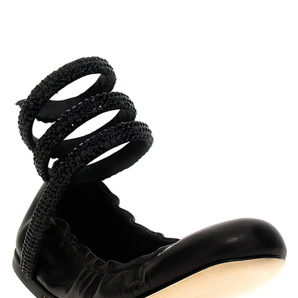 RENE CAOVILLA Black Lamb Leather Ballet Flats