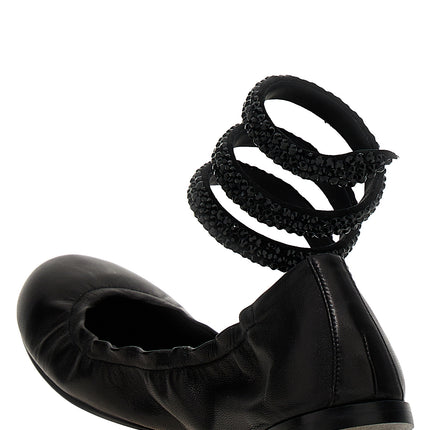 RENE CAOVILLA Black Lamb Leather Ballet Flats