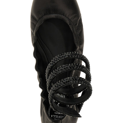 RENE CAOVILLA Black Lamb Leather Ballet Flats