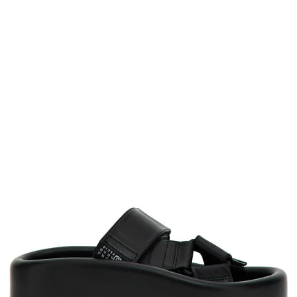 MM6 Maison Margiela Black Leather Slides