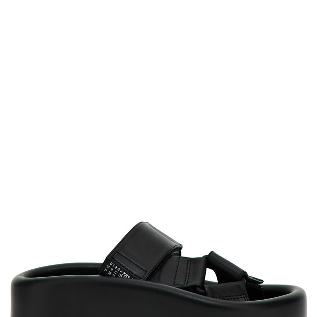 MM6 Maison Margiela Black Leather Slides
