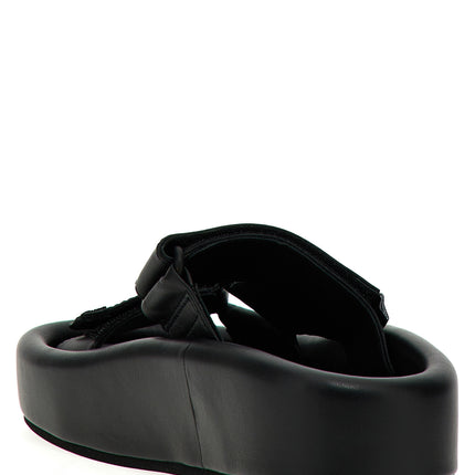 MM6 Maison Margiela Black Leather Slides