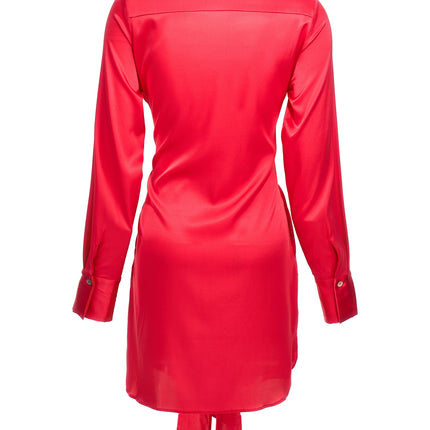 LE TWINS Fuchsia Silk Short Dress