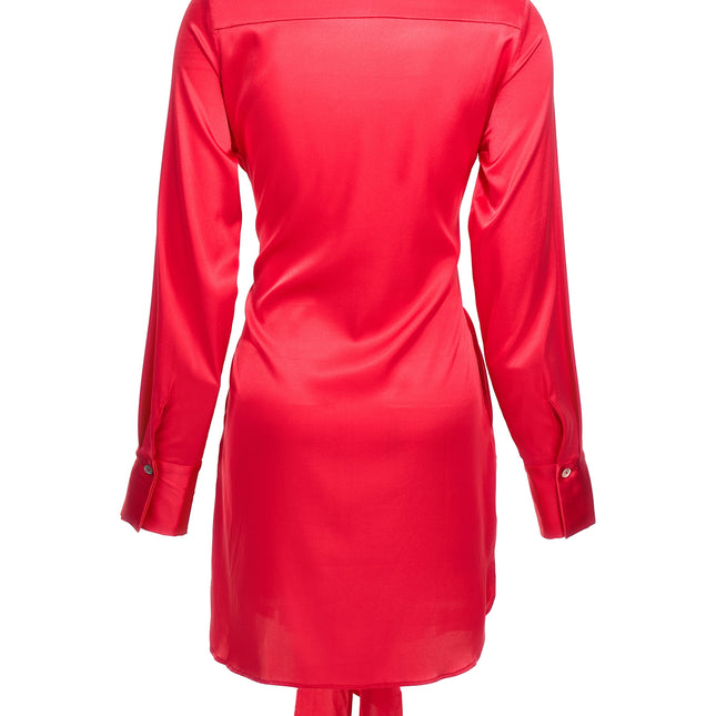 LE TWINS Fuchsia Silk Short Dress