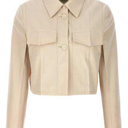 Fendi Beige Wool Full-Length Jacket