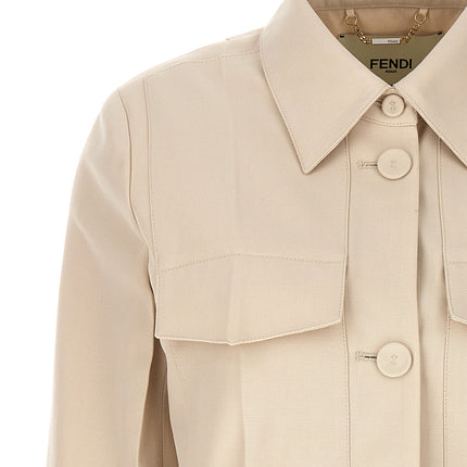 Fendi Beige Wool Full-Length Jacket