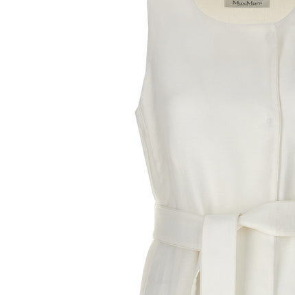 Max Mara White Flax Sleeveless Jacket
