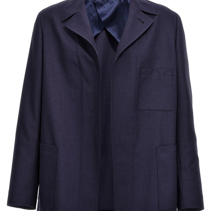 Fendi Blue Virgin Wool Full-Length Jacket