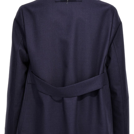 Fendi Blue Virgin Wool Full-Length Jacket