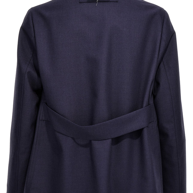 Fendi Blue Virgin Wool Full-Length Jacket