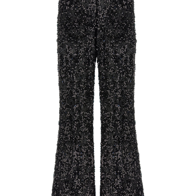 LE TWINS Black Polyester Flared Pants