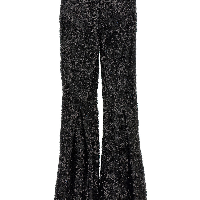 LE TWINS Black Polyester Flared Pants