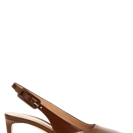 Gianvito Rossi Brown Goatskin Mid Heel Pumps