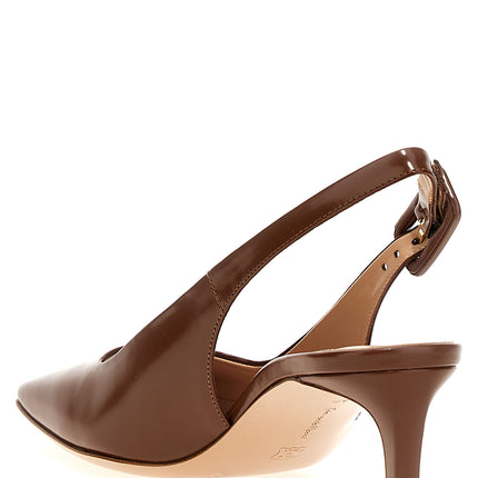 Gianvito Rossi Brown Goatskin Mid Heel Pumps