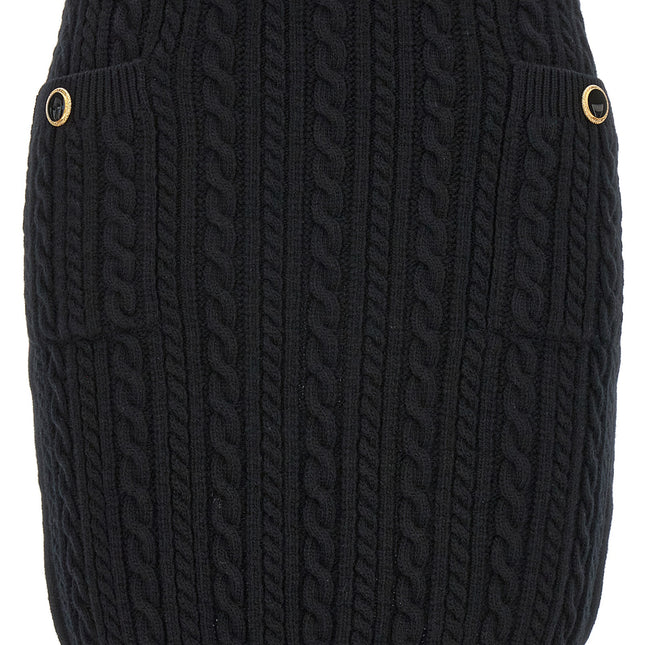 Alessandra Rich Black Wool Long Skirt