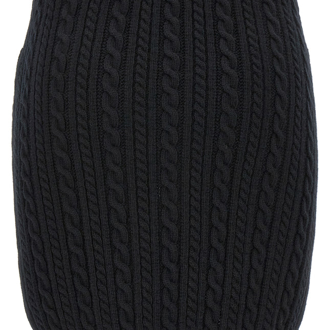 Alessandra Rich Black Wool Long Skirt