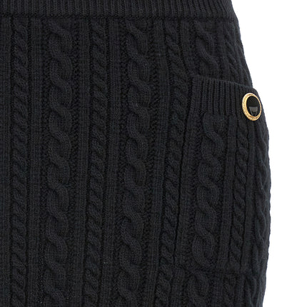 Alessandra Rich Black Wool Long Skirt