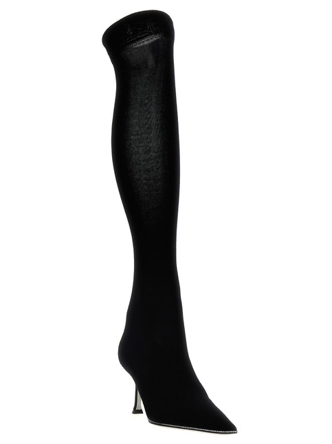 RENE CAOVILLA Black Leather Over The Knee