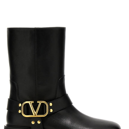 Valentino Garavani Black Calfskin Ankle Boots
