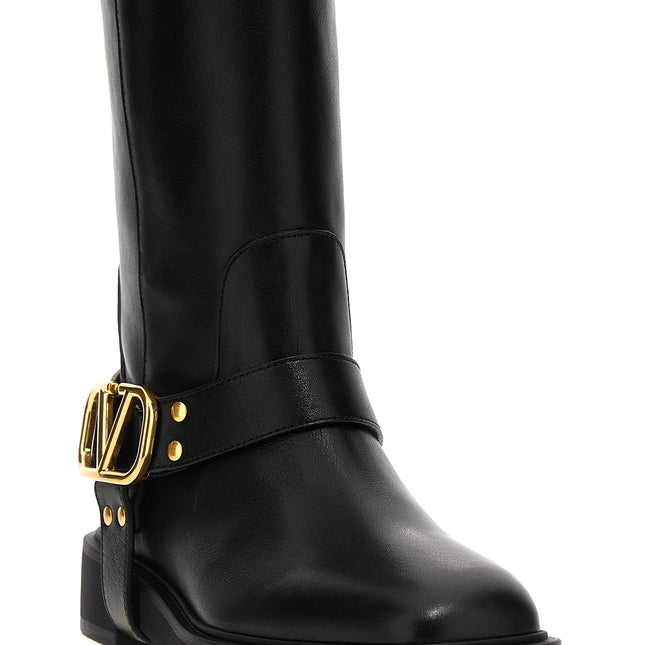 Valentino Garavani Black Calfskin Ankle Boots