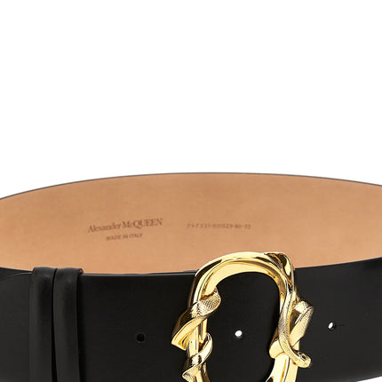 Alexander McQueen Black Cowhide Regular Belt