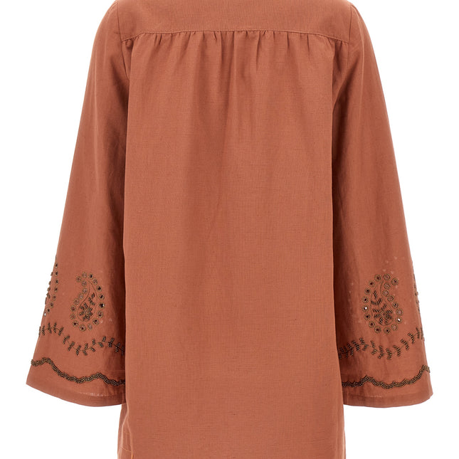 Fortela Bordeaux Cotton Short Dress