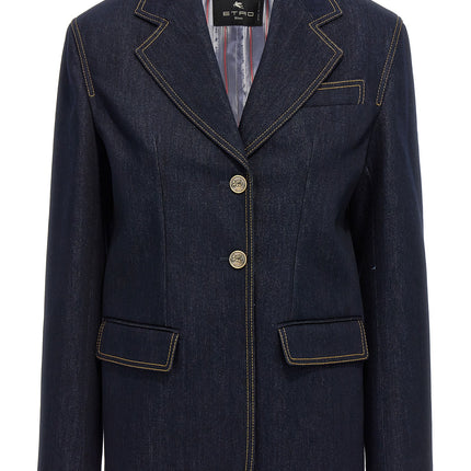 Etro Blue Cotton Blazer