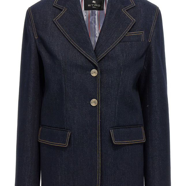 Etro Blue Cotton Blazer
