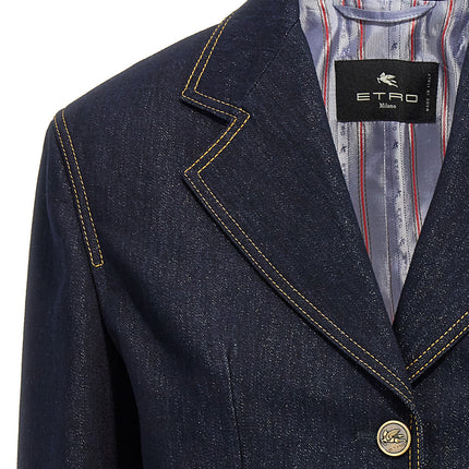 Etro Blue Cotton Blazer