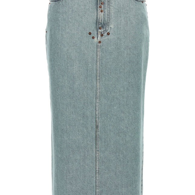 Moschino Blue Cotton Midi Skirt