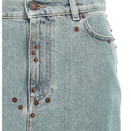 Moschino Blue Cotton Midi Skirt