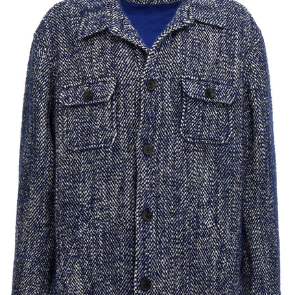 Etro Blue Wool Full-Length Jacket