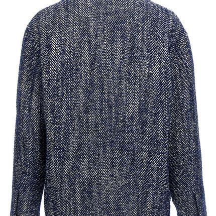 Etro Blue Wool Full-Length Jacket