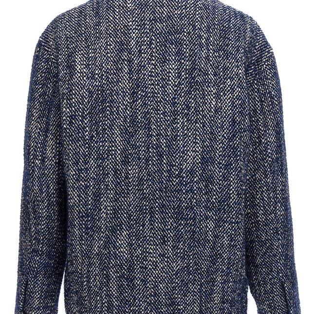 Etro Blue Wool Full-Length Jacket