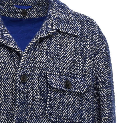 Etro Blue Wool Full-Length Jacket